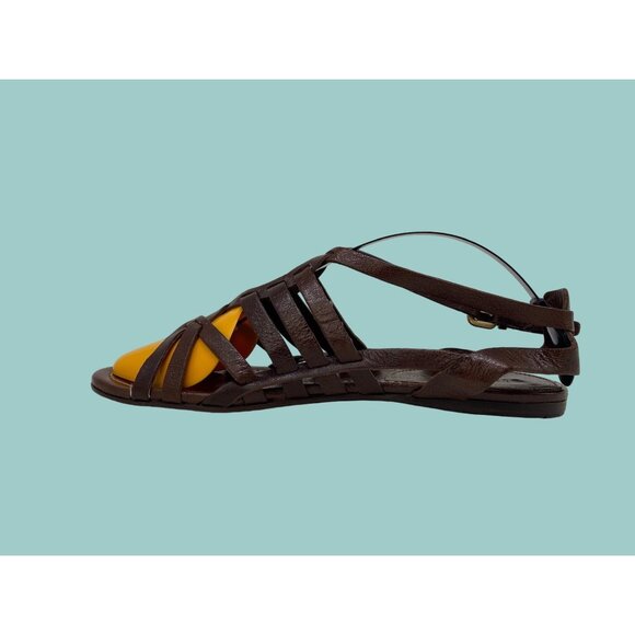 Prada Brown Leather Gladiator Sandals - Picture 4 of 9